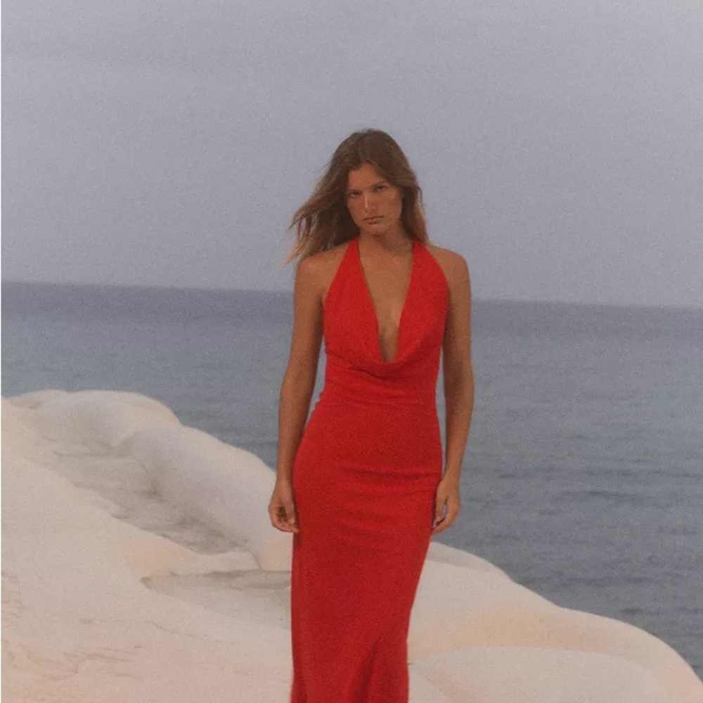 Elegant Red Halter Zara Dress